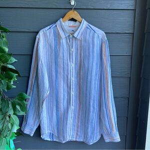 Tommy Bahama Multicolor Men's Striped LinenLong Sleeve Button-Up Shirt Size L